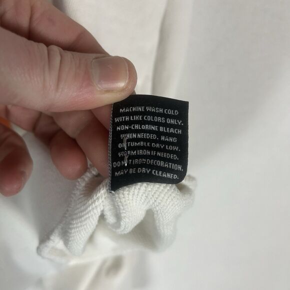 BKYS Embroidered Teddy Bear Anonymous Sweatshirt Mens Medium L/S White STAINED - Picture 8 of 15